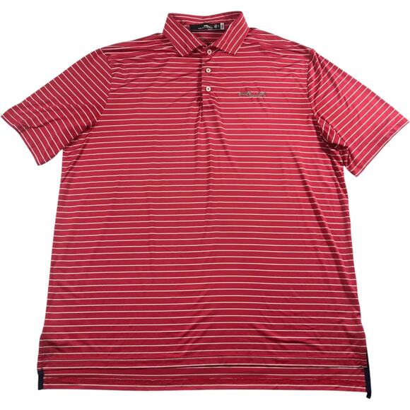 RLX Ralph Lauren - Red - Golf - Sports wear - Men's Red Striped Polo - Size: XL - Picture 1 of 7